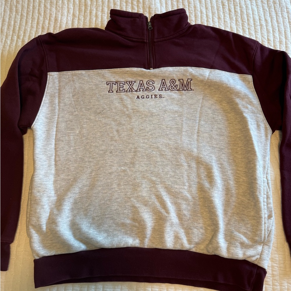 Texas A&M Aggies Maroon and Gray Quarter Zip Sweatshirt